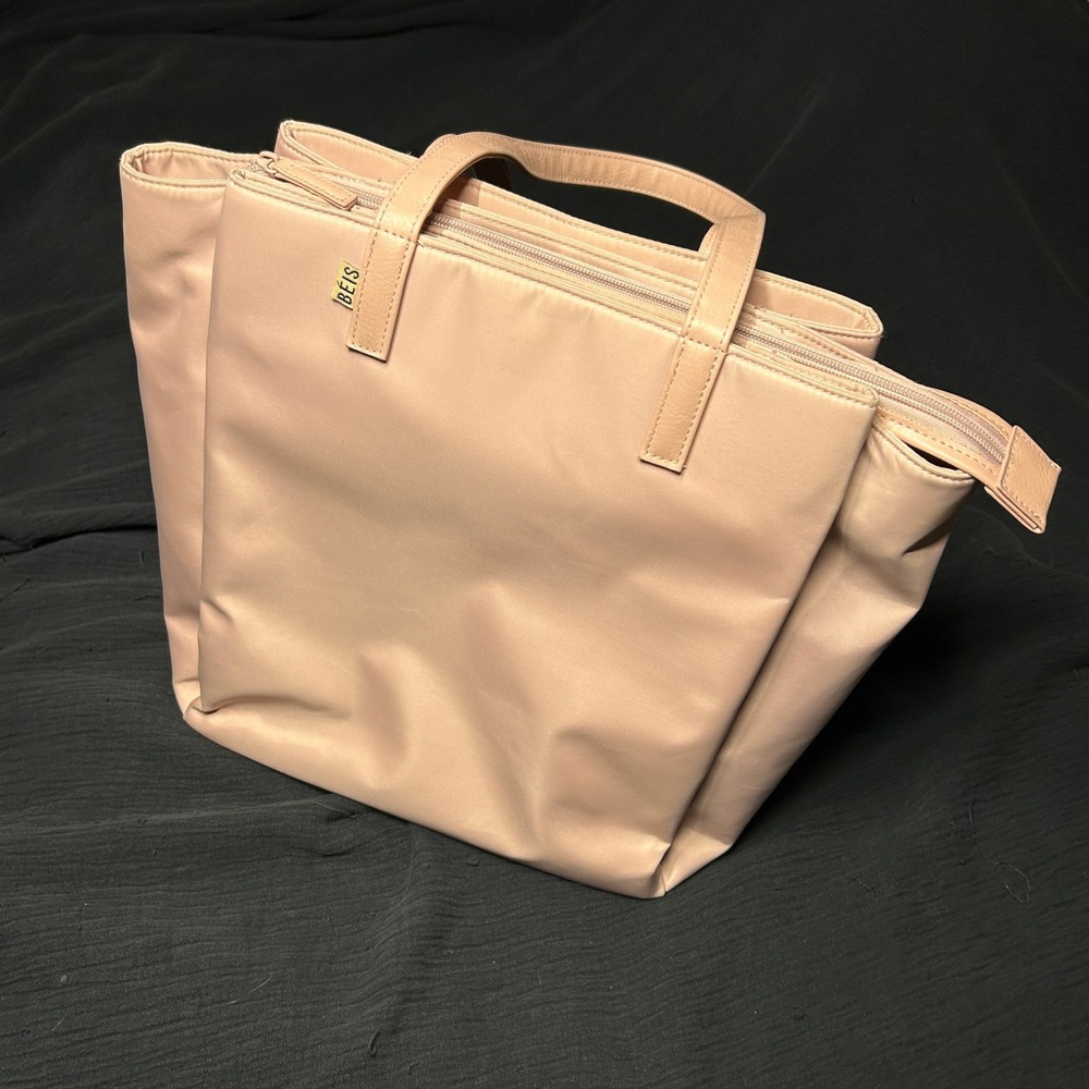 BEIS Commuter Tote Bag Pink Nylon Multi Compartment Laptop Work Travel Bag
